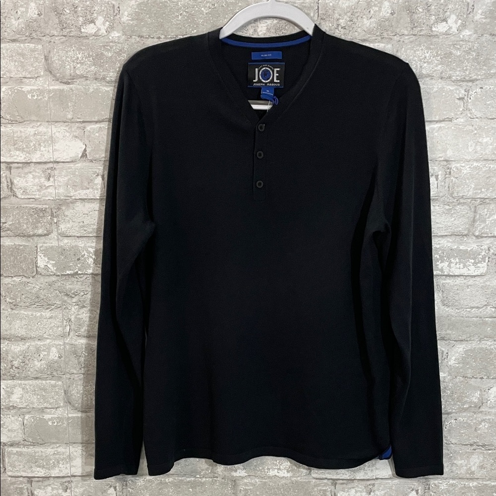 Joseph Abboud Black Long Sleeve Henley Sweater